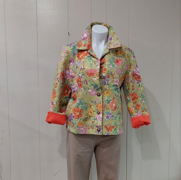 Coldwater Fall Floral Blazer Women's Sz M Floral Tweed Jacket - Picture 9 of 10